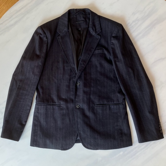 John Varvatos Black Brown Subtle Striped Two Button Blazer 42 - Picture 1 of 9